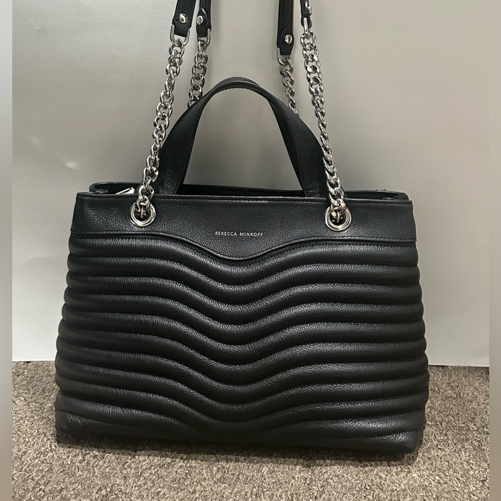 Rebecca Minkoff MAB Quilted Edie Satchel Handbag Black